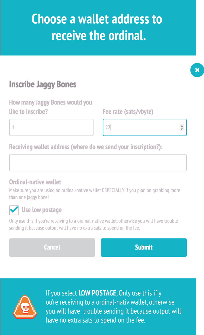 Choose a wallet address step